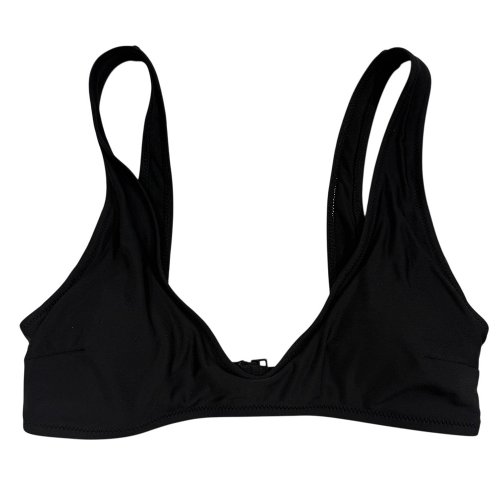 NWT Aerie Scoop Neck Bikini Top Black Removable Padding Straps Swimwear Sz M